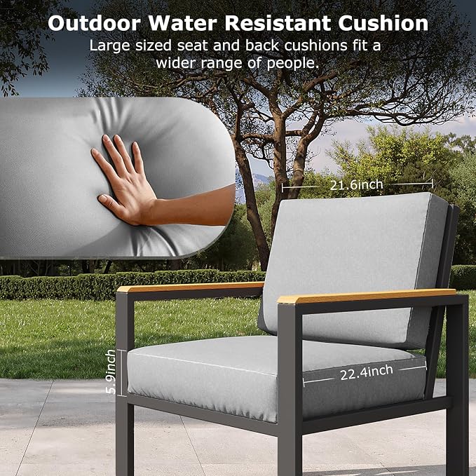 4-Piece Outdoor Patio Furniture Set, Metal Conversation Sofa Set - Image 4