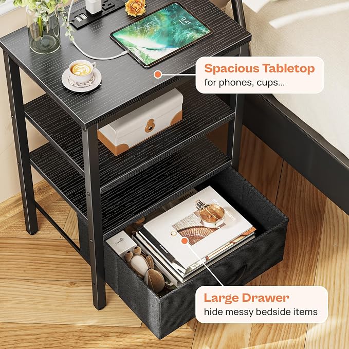 SUPERJARE Nightstand Set of 2, Bed Side Tables - Image 5