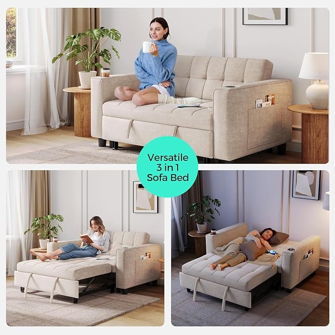 LINSY Sleeper Sofa Bed, Small 3 in 1 Convertible Loveseat Sleeper Couch - Image 6