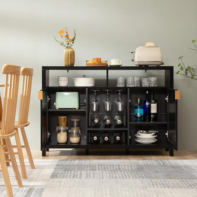SICOTAS Rattan Coffee Bar Cabinet, Modern Liquor Cabinet - Image 5