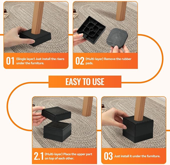 shouwuhho Furniture Risers, 16 Pack Bed Risers - Image 7
