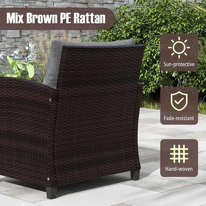 Tangkula 3 Pieces Patio Furniture Set, PE Rattan Wicker 3 Pcs Outdoor Sofa Set - Image 5