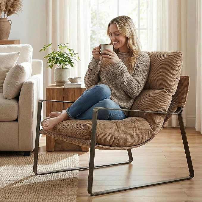 LukeAlon Modern Chenille Accent Armchair, Upholstered Lounge Chair by LukeAlon