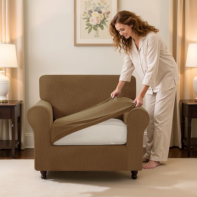 SUBRTEX 3 Pieces Stretch Sofa Slipcover Sets Couch Cover Sets Backrest Cushion - Image 4