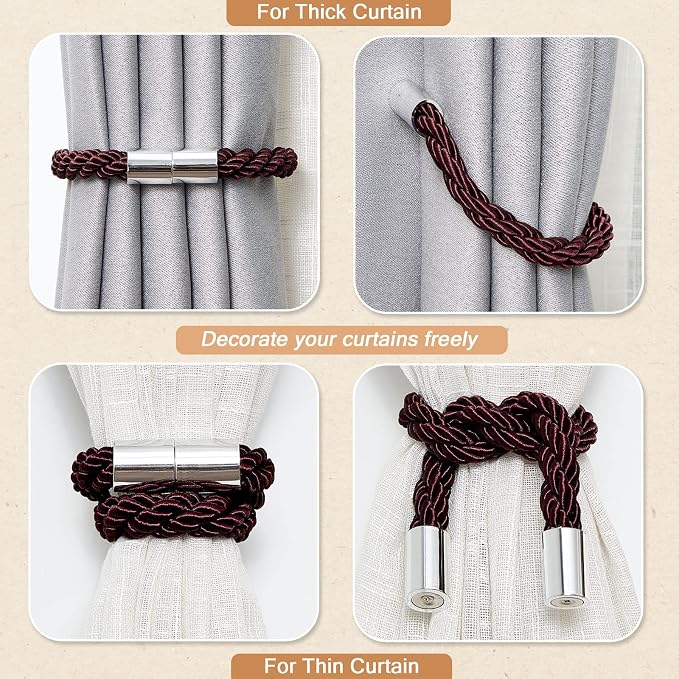 NICEEC 2 Pack Strong Magnetic Curtain Tiebacks Modern Simple Style Drape Tie - Image 6