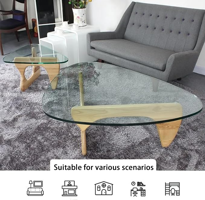 EASYSOUL Modern Glass Coffee Table, 32.68W x 22.44L x 15.75H in, Abstract Round - Image 4