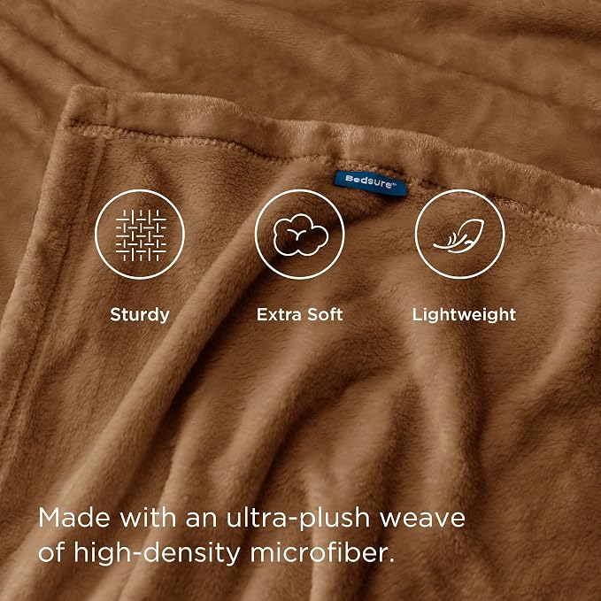Bedsure GentleSoft Orange Fleece Blankets Queen Size - Image 4