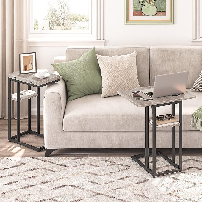 HOOBRO Foldable End Table, C Shaped Side Table - Image 2