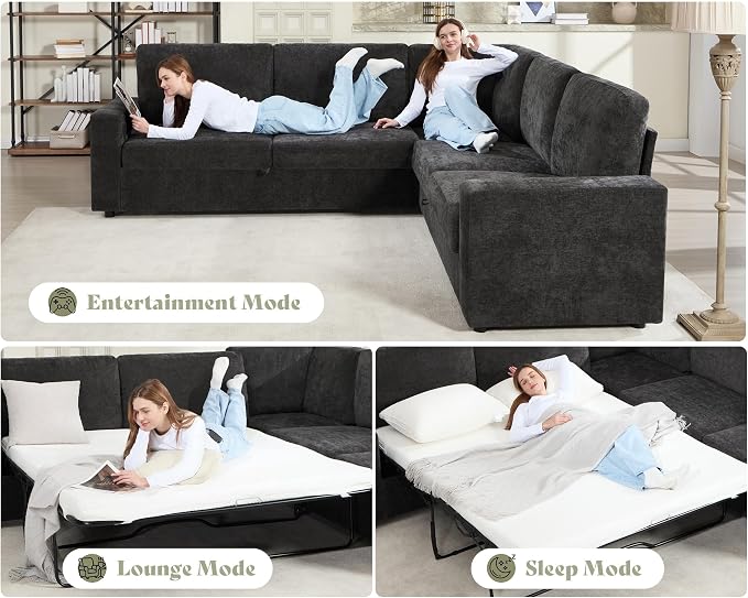 AMERLIFE 106" Oversized Sofa Bed, Sectional Sleeper Sofa - Image 3