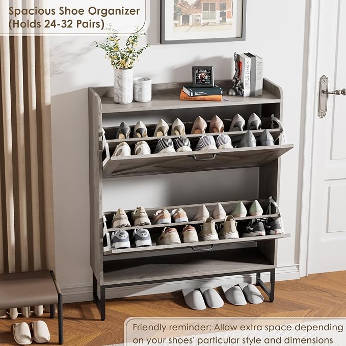 Nicetree Shoe Cabinet Storage for Entryway, Narrow Shoe Storage Cabinet - Image 4