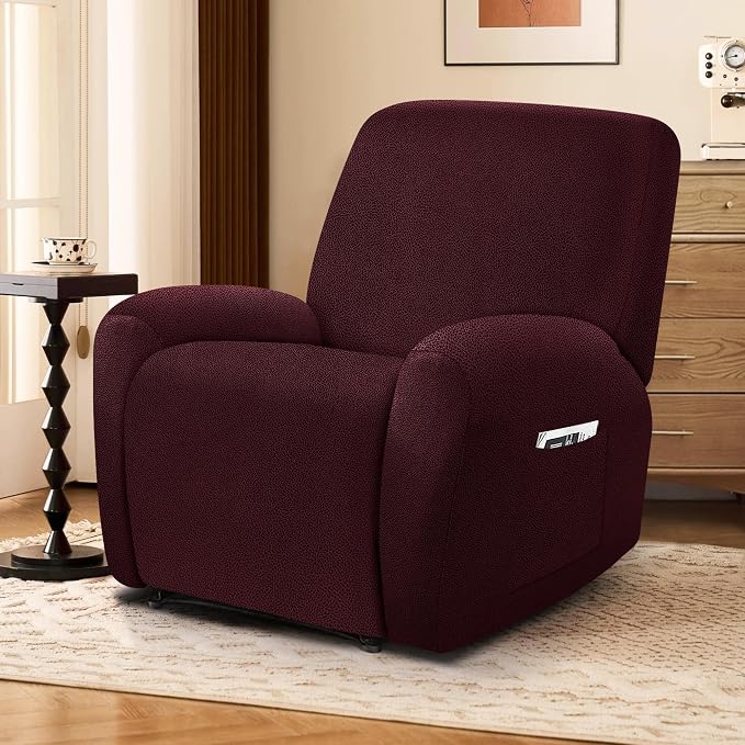 ANARACHON Leather Look Recliner Chair Covers, 4-Pieces Stretch Recliner Cover - Image 6