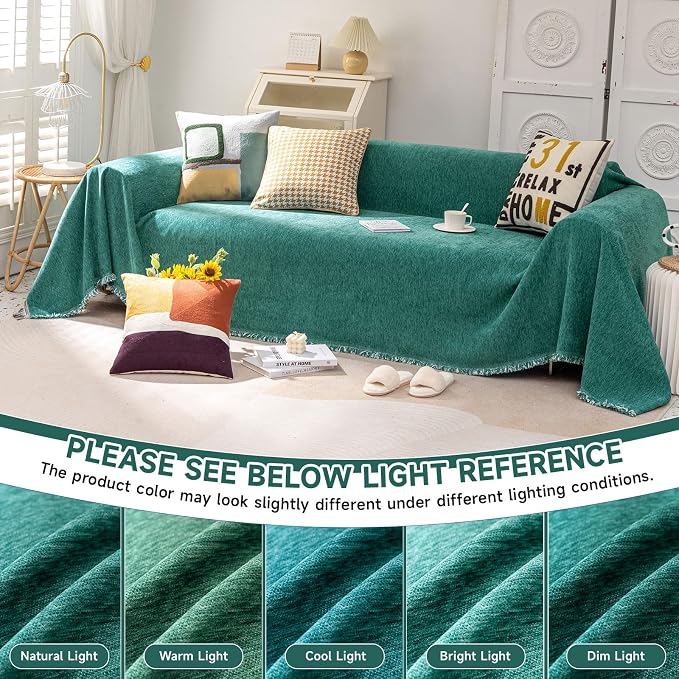 VClife Couch Cover for Pet, Bohemian Teal Sofa Cover for Dog, Thick Chenille - Image 5