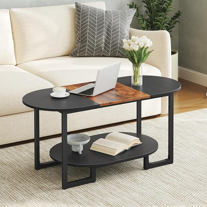 HOOBRO Coffee Table for Living Room, Oval Small Coffee Table by HOOBRO