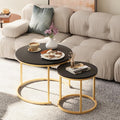 Garden 4 you Nesting Coffee Table, 23.6" Round Coffee Table Set of 2, Wooden by Garden4you