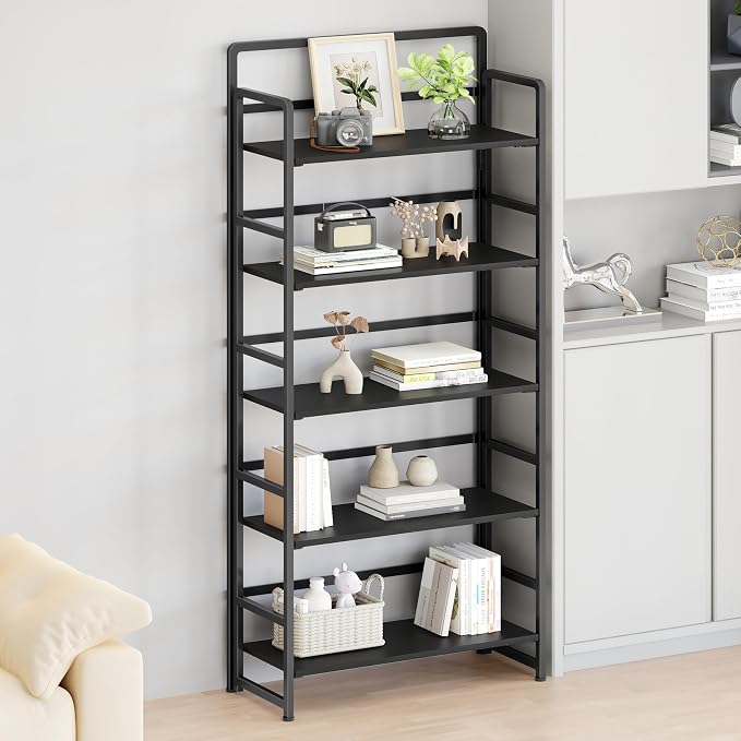 No Assembly Folding Bookshelf, 5 Tiers Collapsible Book Shelf - Image 2