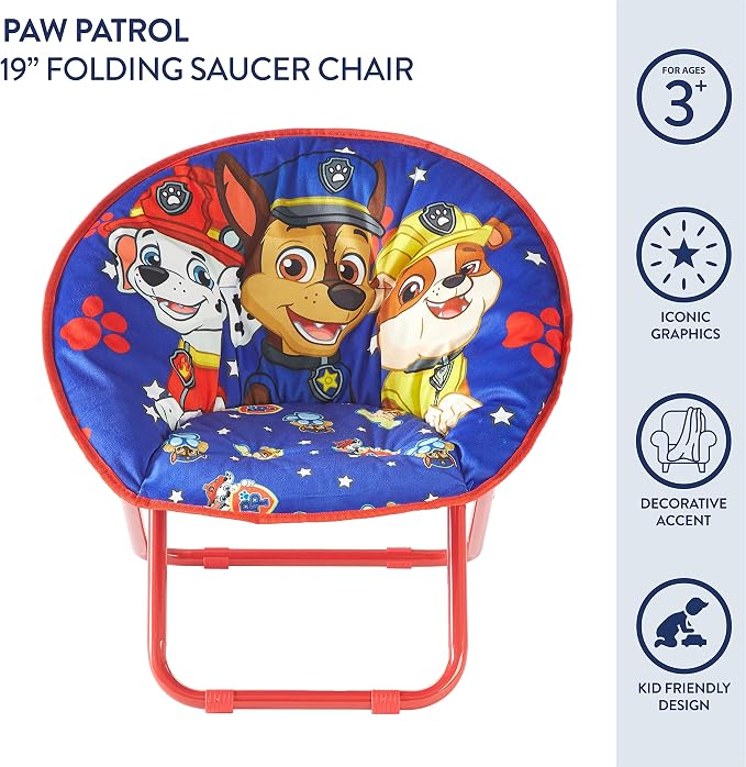 Paw Patrol Chase, Rubble and Marshall Toddler 19” Folding Saucer™ Chair - Image 4
