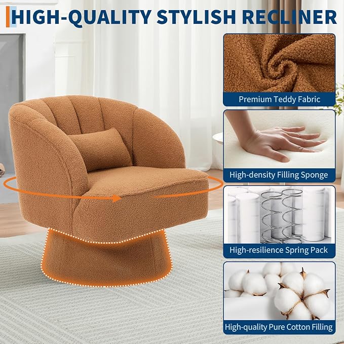 Garvee Ultra-Plush Swivel Accent Chair, 360° Barrel Lounge Chair - Image 7