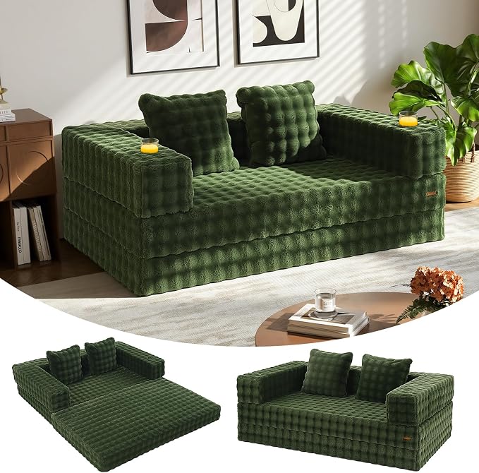COMAX Futon Sofa Bed, 4‑in‑1 Convertible Sofa Bed, Folding Boneless Couches by COMAX