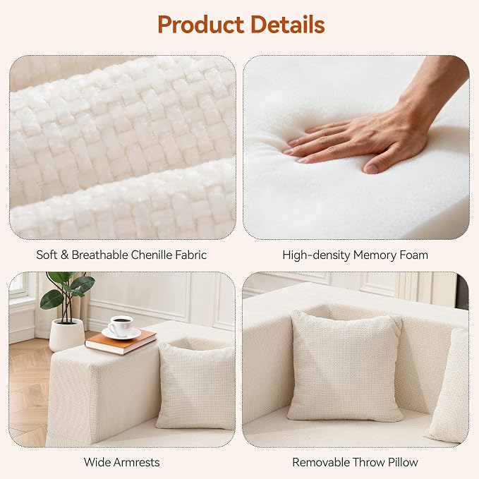 MONVANE Modular Sectional Sofa, Oversized 8 Seat Convertible U Shaped Couch - Image 5