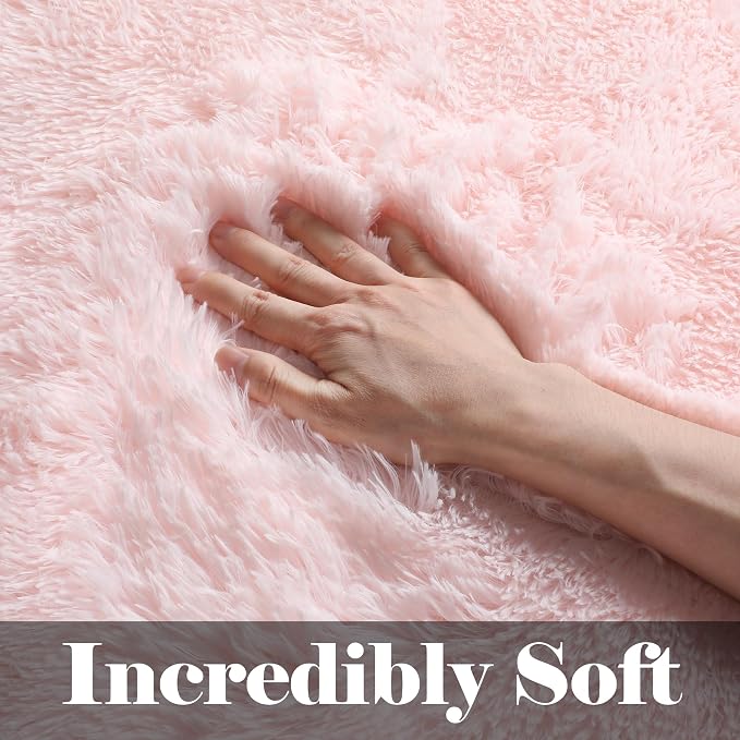ONASAR Pink 6x9 Area Rugs for Living Room Bedroom, Large Fluffy Bedside Throw - Image 2