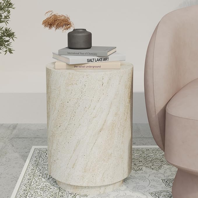 LeisureMod 14” Wide Round Side Table in Fiberstone - Image 4