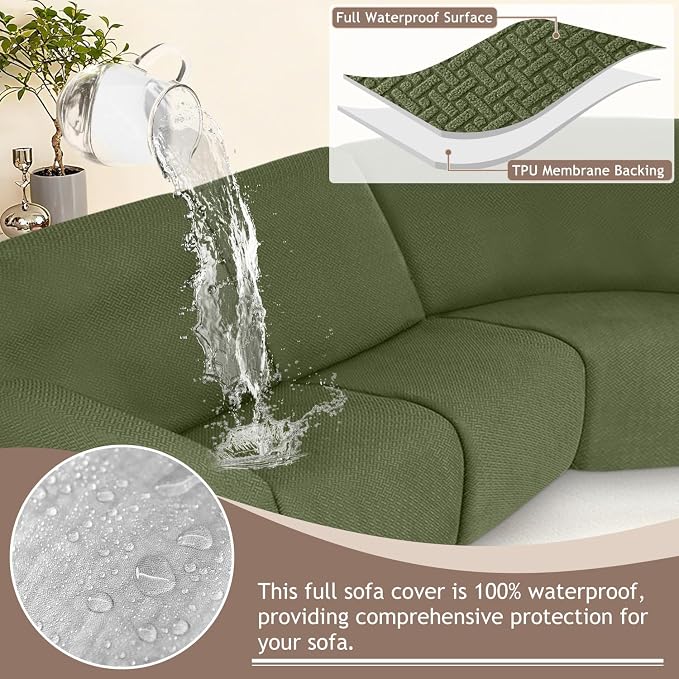 ALIECOM 100% Waterproof Recliner Sectional Couch Covers L Shape Stretch Corner - Image 4