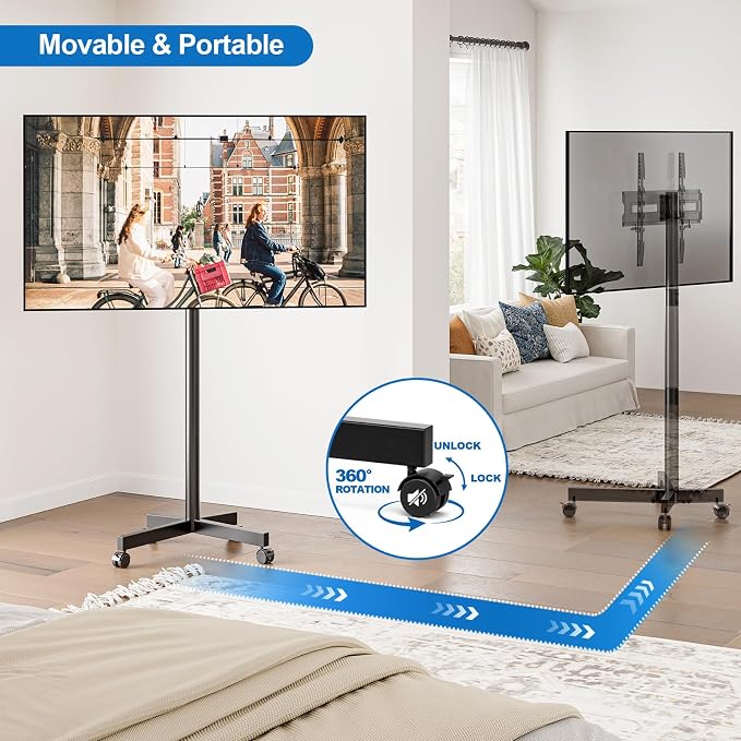 Mobile TV Cart Rolling TV Stand - Image 7