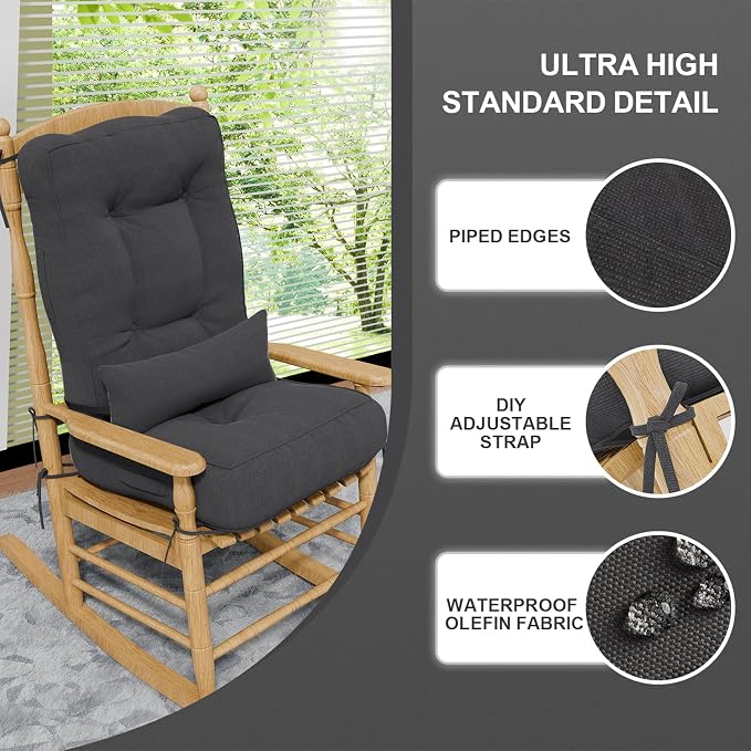 Rocking Chair Cushions with Pillow, Waterproof and Fade-Resistant Thicken - Image 6