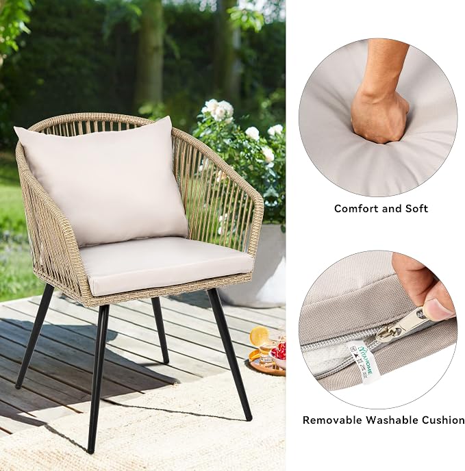 YITAHOME 3-Piece Wicker Small Patio Balcony Chair Set, Outdoor Rattan - Image 4