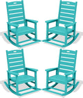 SERWALL Outdoor Rocking Chair Set of 4, Oversized HDPE Patio Rocking Chair by SERWALL