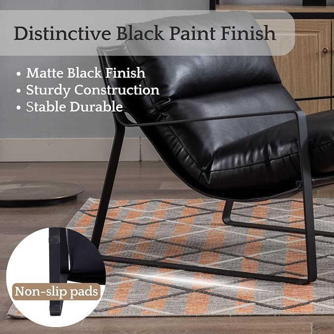 LukeAlon Modern PU Leather Accent Armchairs Set of 2, Upholstered Living Room - Image 8