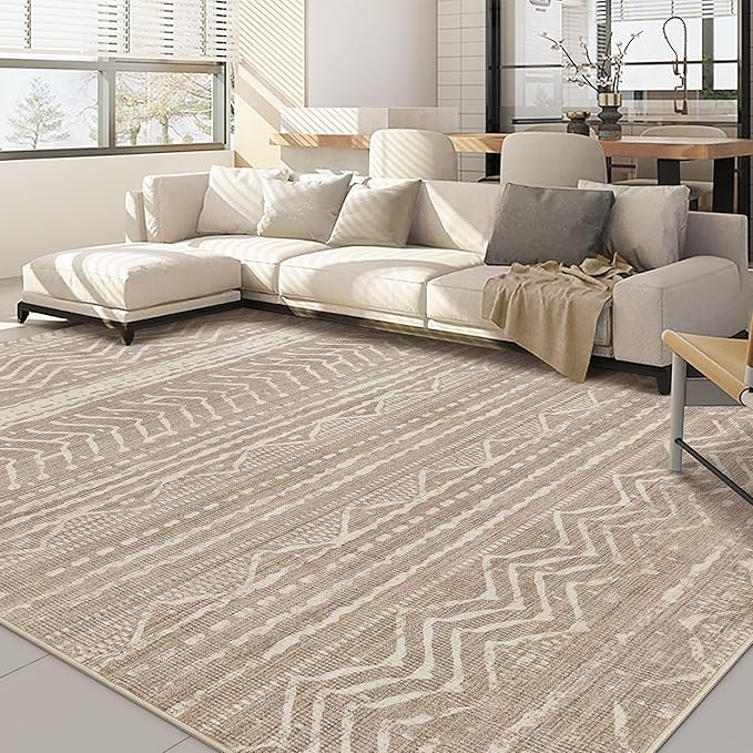 Nakagishi 5x8 Area Rug Living Room: Washable Boho Large Neutral Soft Rugs by NakagishiAreaRug