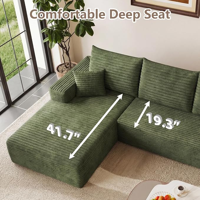 95" Cloud Sectional Couch with L-Shape Chaise, Modular Comfy Sofa Chaise Longue - Image 5