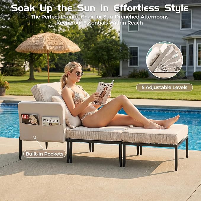 5 in 1 Modular Patio Furniture Set, 3 Piece Aluminum Convertible Outdoor - Image 6