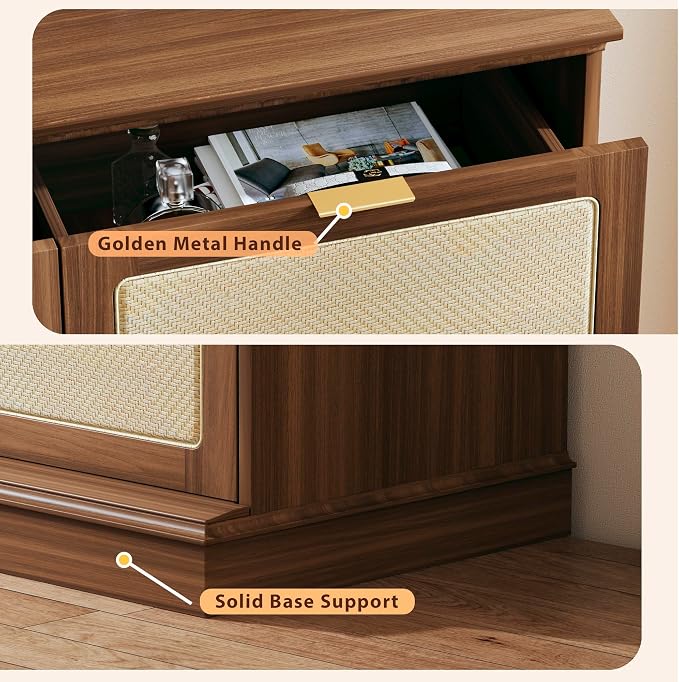 HUAHUU 9 Drawer Dresser for Bedroom, 60 Inch Long Dressers & Rattan Chest of - Image 6