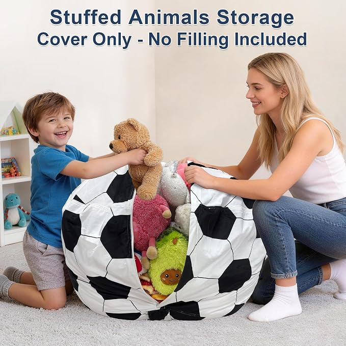 Lukeight Soccer Stuffed Animals Storage Bean Bag Chair Cover - Image 2