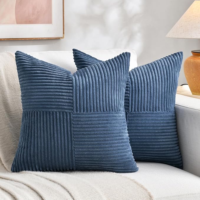 Fancy Homi 2 Packs Dusty Blue Decorative Throw Pillow Covers 22x22 Inch by Fancy+Homi