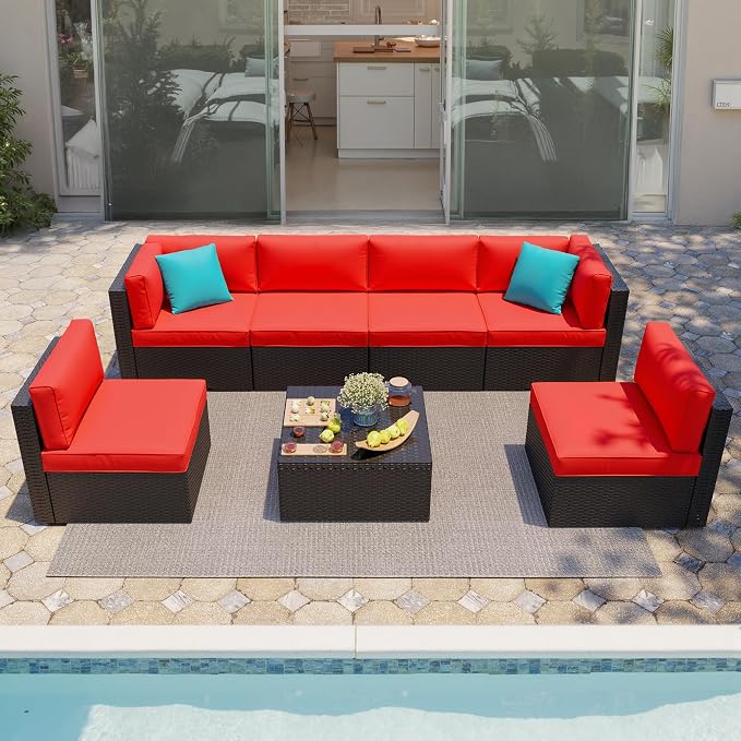 Shintenchi 7 Pieces Patio Furniture Sets Outdoor All-Weather Sectional Patio by Shintenchi%7CFurnitureMadeforRealLife