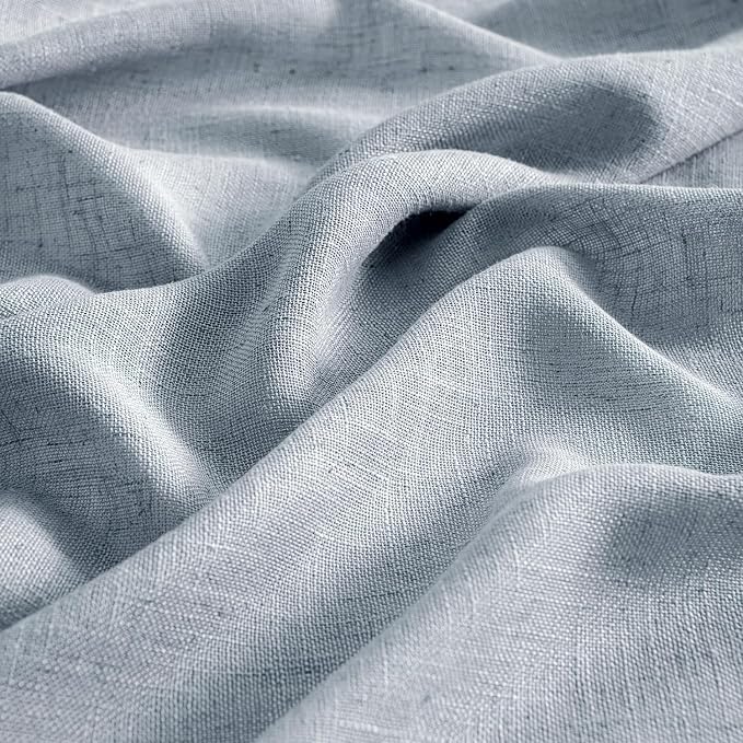 MIULEE Chambray Blue Linen Curtains 108 Inches Long 2 Panels - Image 4