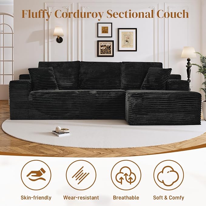 108" L Shaped Boneless Sectional Couches - Image 6