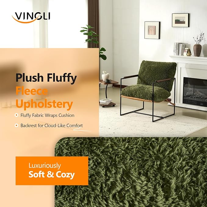 VINGLI 28" Wide Plush Upholstery Sling Modern Accent Chair - Image 4
