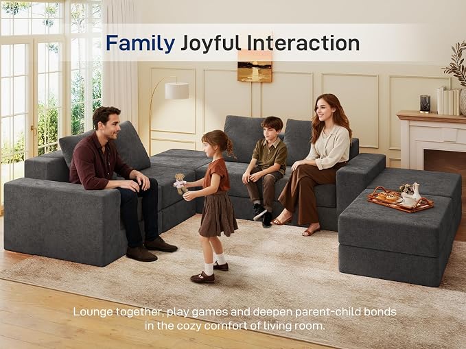 Living&Giving 128" U-Shaped Cloud Sectional Couch - Image 3