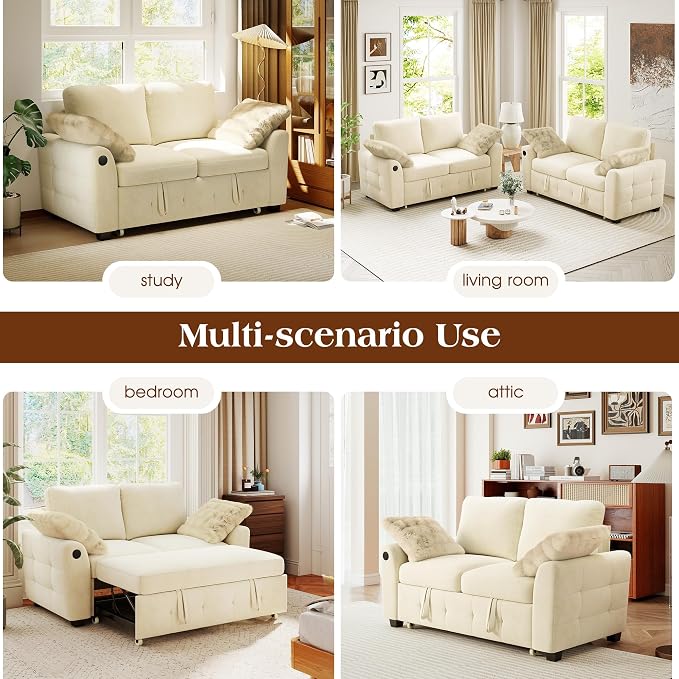 Ihanherry 59-inch Convertible Sofa Bed, Pull Out Sleeper - Image 7