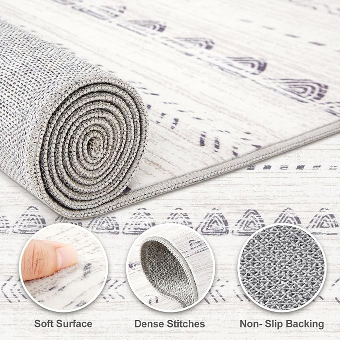 Nakagishi 6x10 Area Rugs Living Room: Washable Boho Large Neutral Soft - Image 3