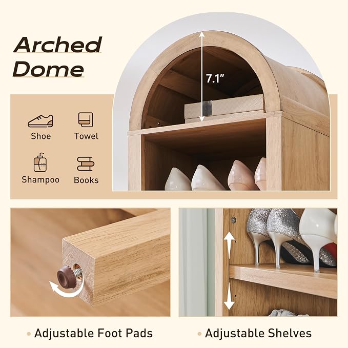 IFGET 71" Tall Arched Bookshelf, 8 Tiers Arch Bookcase - Image 3