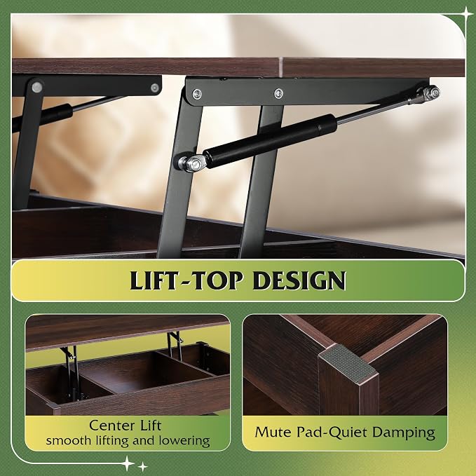 WLIVE Coffee Table, Lift Top Coffee Table - Image 7