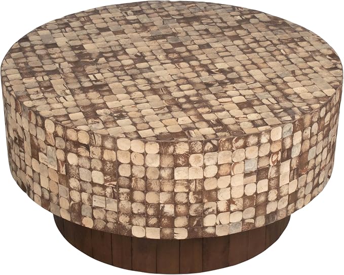East at Main Mila Brown Coffee Table – Round Boho Pedestal Table - Image 5