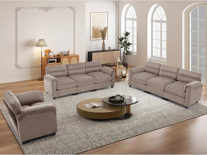 HAOMARKETS Corduroy Sofa Set, Upholstered Armchair and 3-Seater Sofa Sofa Set - Image 6