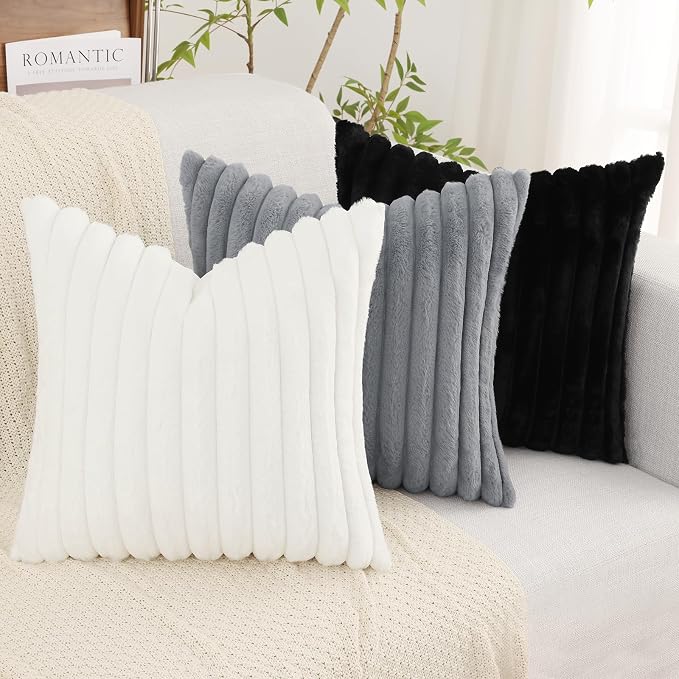 decorUhome Cozy Faux Fur Throw Pillow Covers 22x22 Set of 2 Decorative Soft - Image 7
