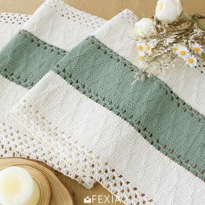 FEXIA Sage Green Table Runner 72 Inches Long - Image 3
